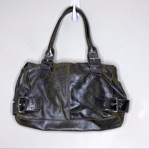 BASTA Distressed Look Suede Leather Handbag Metallic ~